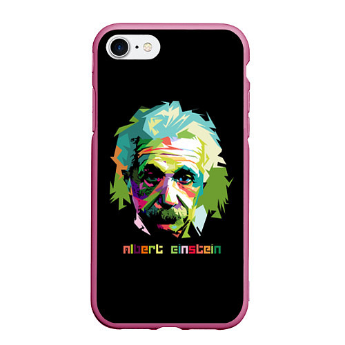 Чехол iPhone 7/8 матовый Albert Einstein / 3D-Малиновый – фото 1