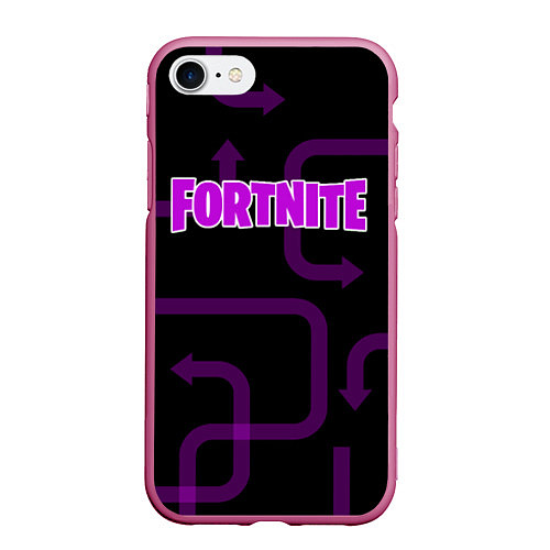 Чехол iPhone 7/8 матовый Fortnite: Violet Edition / 3D-Малиновый – фото 1