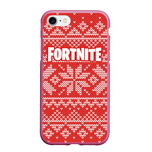 Чехол iPhone 7/8 матовый Fortnite New Year / 3D-Малиновый – фото 1