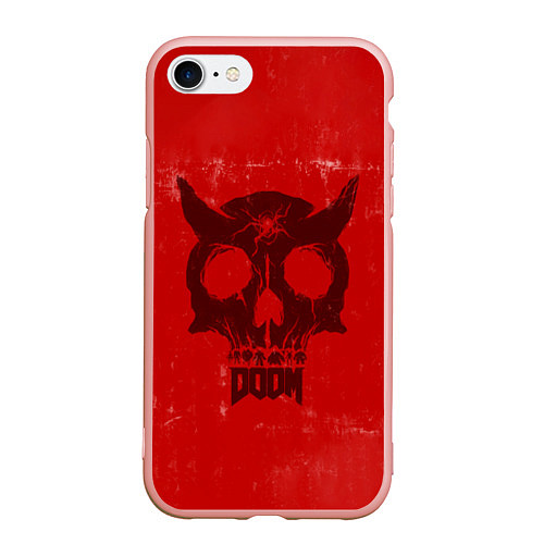 Чехол iPhone 7/8 матовый DOOM: Devil Skull / 3D-Светло-розовый – фото 1