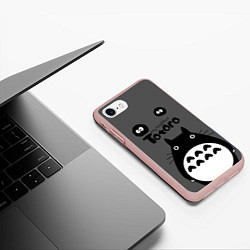 Чехол iPhone 7/8 матовый Тоторо рядом, цвет: 3D-светло-розовый — фото 2