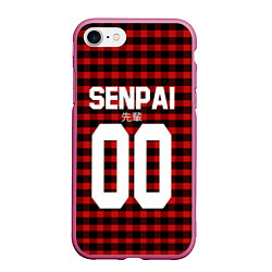 Чехол iPhone 7/8 матовый Senpai 00: Red Grid, цвет: 3D-малиновый