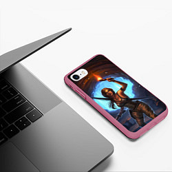 Чехол iPhone 7/8 матовый Tomb Raider: Cave, цвет: 3D-малиновый — фото 2