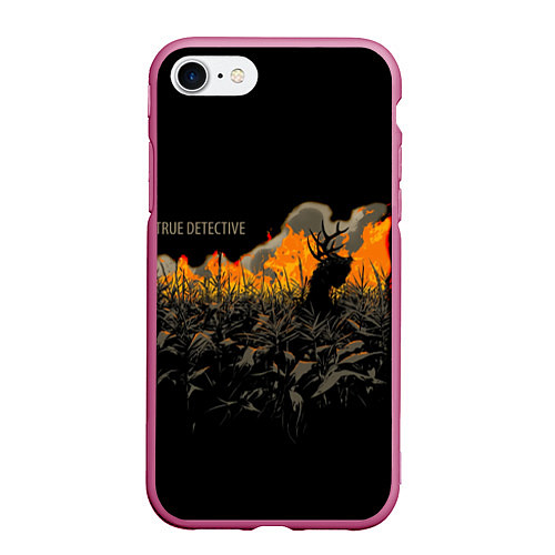 Чехол iPhone 7/8 матовый True Detective: Fire / 3D-Малиновый – фото 1
