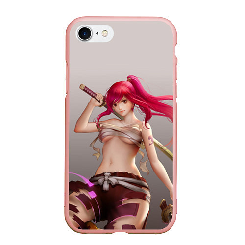 Чехол iPhone 7/8 матовый Fairy Tail Red Erza Scarlet / 3D-Светло-розовый – фото 1