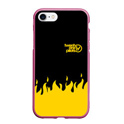 Чехол iPhone 7/8 матовый 21 Pilots: Yellow Fire, цвет: 3D-малиновый