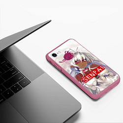 Чехол iPhone 7/8 матовый Senpai: White Girl, цвет: 3D-малиновый — фото 2