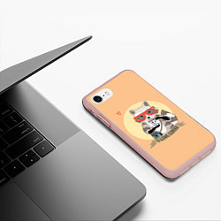 Чехол iPhone 7/8 матовый Raccoon Love Coffee, цвет: 3D-светло-розовый — фото 2