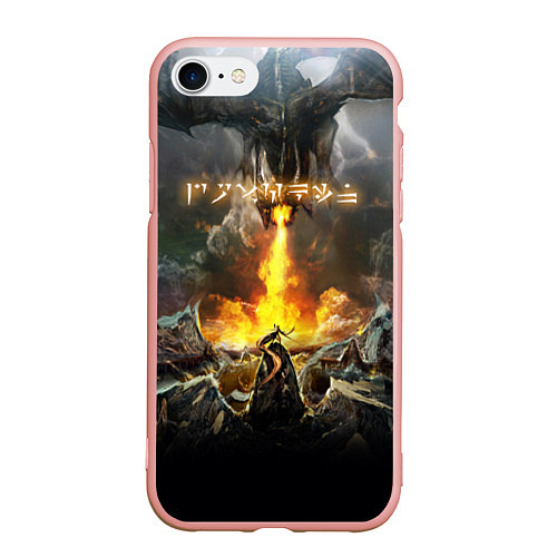 Чехол iPhone 7/8 матовый TES: Dragon Flame / 3D-Светло-розовый – фото 1