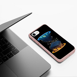 Чехол iPhone 7/8 матовый Тардис в Портале, цвет: 3D-светло-розовый — фото 2