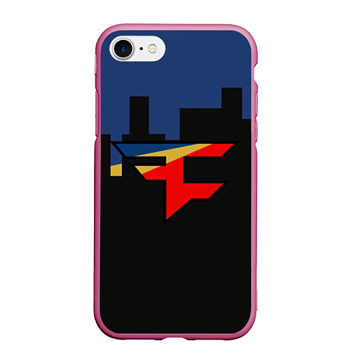 Чехол iPhone 7/8 матовый FaZe Clan: Night City / 3D-Малиновый – фото 1