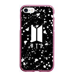 Чехол iPhone 7/8 матовый BTS: White Drops, цвет: 3D-малиновый