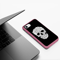 Чехол iPhone 7/8 матовый Sketchy Cat Skull, цвет: 3D-малиновый — фото 2