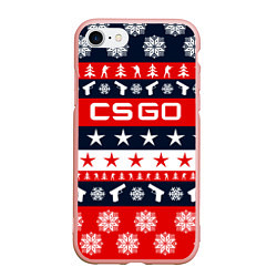 Чехол iPhone 7/8 матовый CS:GO New Year, цвет: 3D-светло-розовый