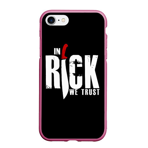 Чехол iPhone 7/8 матовый In Rick We Trust / 3D-Малиновый – фото 1