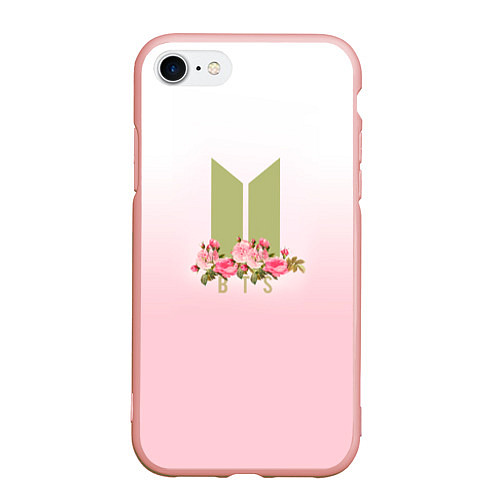Чехол iPhone 7/8 матовый BTS: Pink Flowers / 3D-Светло-розовый – фото 1