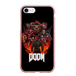 Чехол iPhone 7/8 матовый DOOM History, цвет: 3D-светло-розовый