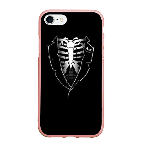 Чехол iPhone 7/8 матовый Хэллоуинский скелет / 3D-Светло-розовый – фото 1