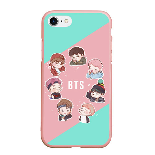 Чехол iPhone 7/8 матовый BTS Boys / 3D-Светло-розовый – фото 1