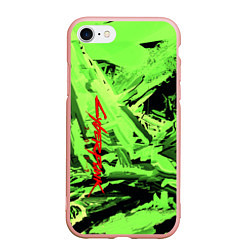 Чехол iPhone 7/8 матовый Cyberpunk 2077: Green Breaks, цвет: 3D-светло-розовый