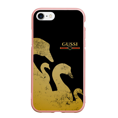 Чехол iPhone 7/8 матовый GUSSI: Gold Edition / 3D-Светло-розовый – фото 1