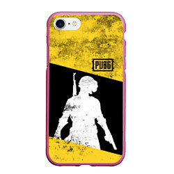 Чехол iPhone 7/8 матовый PUBG: Yellow Grunge, цвет: 3D-малиновый