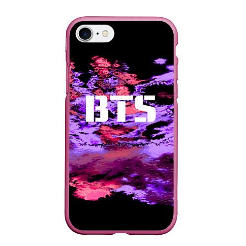 Чехол iPhone 7/8 матовый BTS: Black & Pink / 3D-Малиновый – фото 1