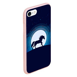 Чехол iPhone 7/8 матовый Лошадь под луной, цвет: 3D-светло-розовый — фото 2