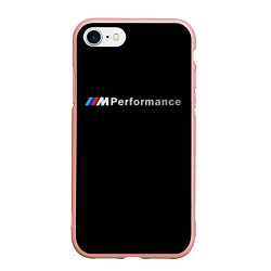 Чехол iPhone 7/8 матовый BMW PERFORMANCE ЧЁРНЫЙ БМВ, цвет: 3D-светло-розовый