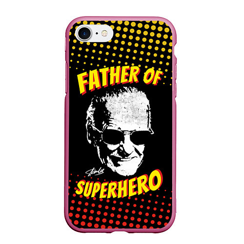 Чехол iPhone 7/8 матовый Stan Lee: Father of Superhero / 3D-Малиновый – фото 1