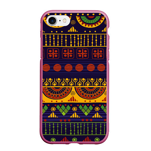 Чехол iPhone 7/8 матовый Африканский узор / 3D-Малиновый – фото 1
