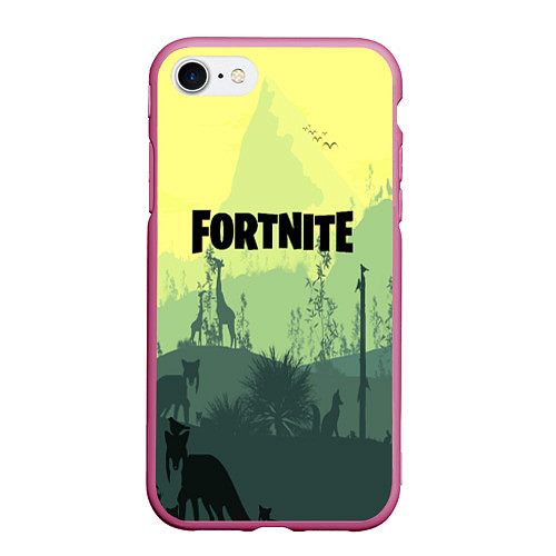 Чехол iPhone 7/8 матовый Fortnite: Light Forest / 3D-Малиновый – фото 1