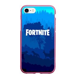 Чехол iPhone 7/8 матовый Fortnite: Blue Forest, цвет: 3D-малиновый