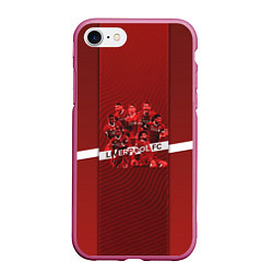 Чехол iPhone 7/8 матовый Liverpool FC, цвет: 3D-малиновый