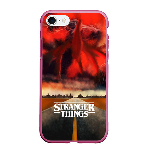 Чехол iPhone 7/8 матовый Stranger Things: Road to Dream / 3D-Малиновый – фото 1