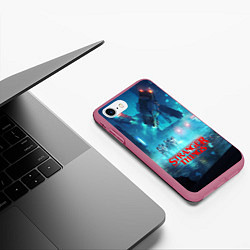 Чехол iPhone 7/8 матовый Stranger Things: Space Light, цвет: 3D-малиновый — фото 2