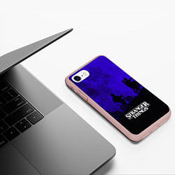 Чехол iPhone 7/8 матовый Stranger Things: Moon Biker, цвет: 3D-светло-розовый — фото 2