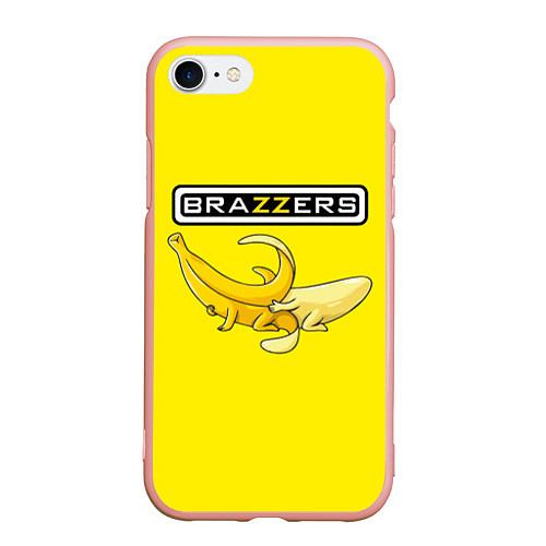 Чехол iPhone 7/8 матовый Brazzers: Yellow Banana / 3D-Светло-розовый – фото 1