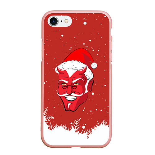 Чехол iPhone 7/8 матовый Сатана Санта / 3D-Светло-розовый – фото 1