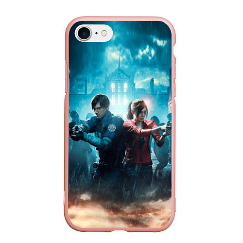 Чехол iPhone 7/8 матовый Resident Evil 2 / 3D-Светло-розовый – фото 1