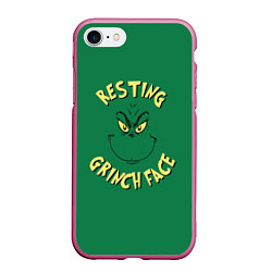 Чехол iPhone 7/8 матовый Resting Grinch Face, цвет: 3D-малиновый