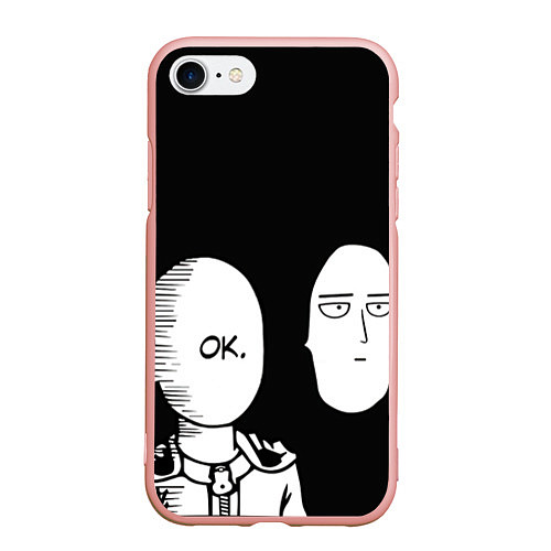 Чехол iPhone 7/8 матовый Saitama: One-Punch Man / 3D-Светло-розовый – фото 1