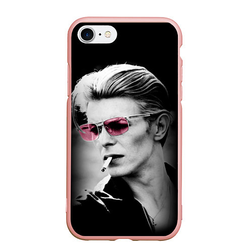 Чехол iPhone 7/8 матовый Дэвид Боуи / 3D-Светло-розовый – фото 1
