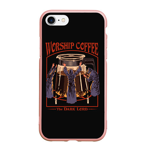 Чехол iPhone 7/8 матовый Worship Coffee / 3D-Светло-розовый – фото 1