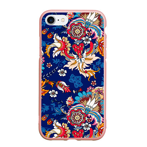 Чехол iPhone 7/8 матовый Экзотический орнамент / 3D-Светло-розовый – фото 1