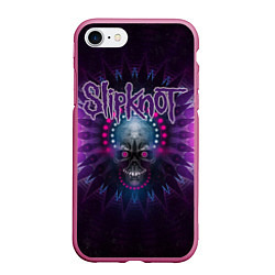 Чехол iPhone 7/8 матовый Slipknot: Neon Skull, цвет: 3D-малиновый