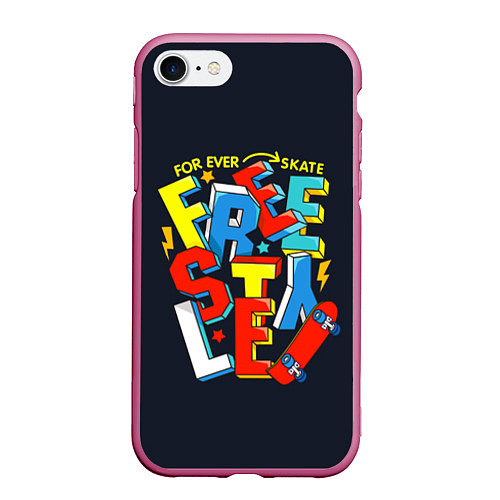Чехол iPhone 7/8 матовый Freestyle: Skate Forever / 3D-Малиновый – фото 1