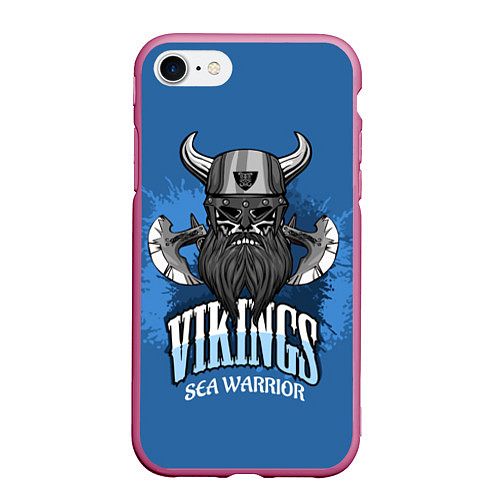 Чехол iPhone 7/8 матовый Viking: Sea Warrior / 3D-Малиновый – фото 1