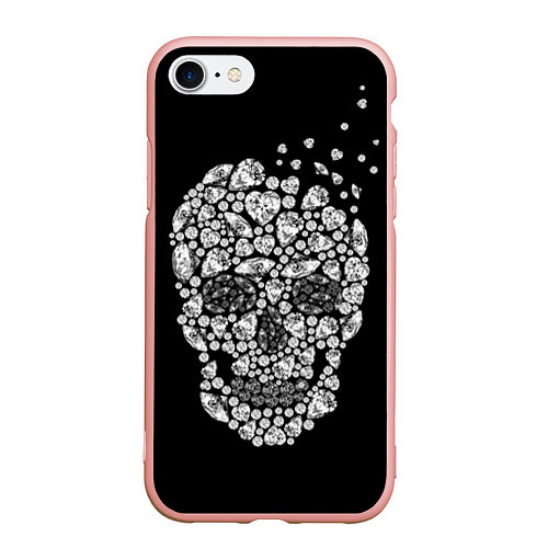 Чехол iPhone 7/8 матовый Diamond Skull / 3D-Светло-розовый – фото 1