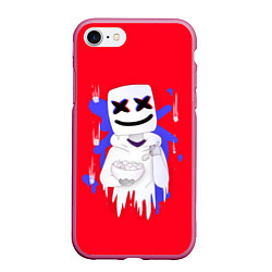 Чехол iPhone 7/8 матовый Marshmello: New Era, цвет: 3D-малиновый